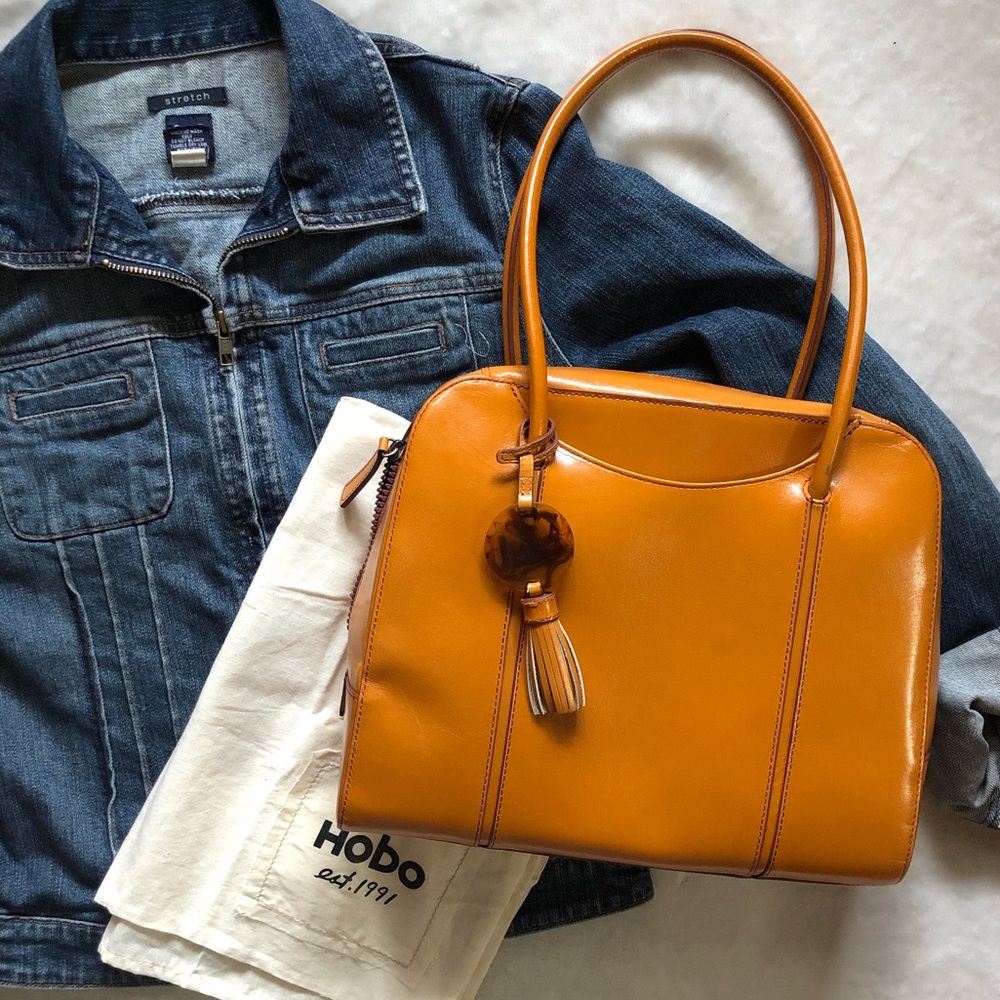 HOBO Leather Cognac Tan Structured Satchel